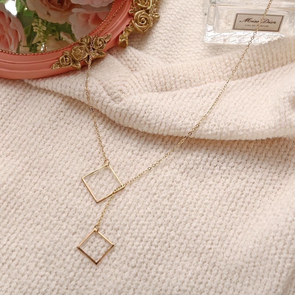 18K Gold Geometric Squared Necklace