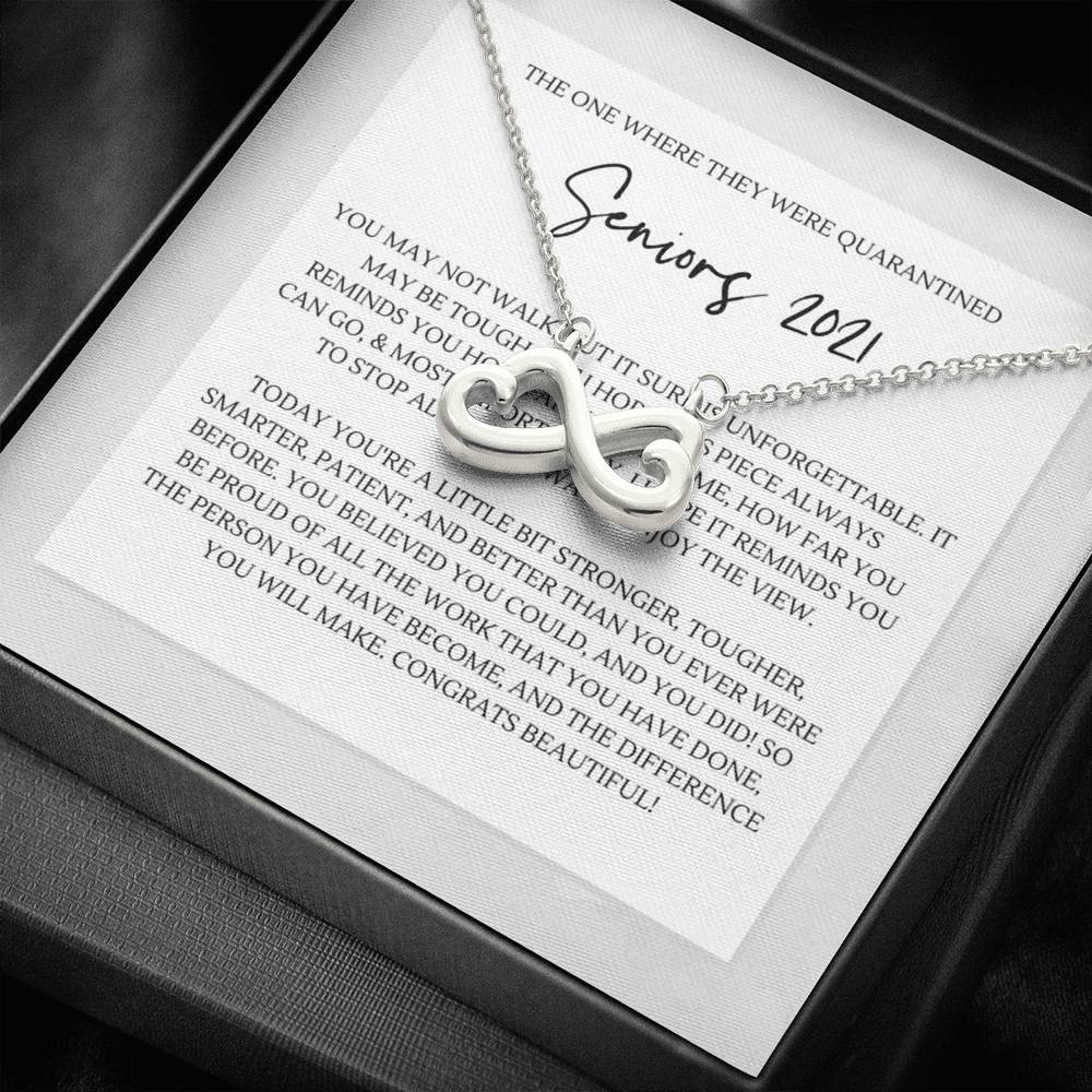 18K White Gold Plated Infinity Heart Necklace for Women Girls Gift