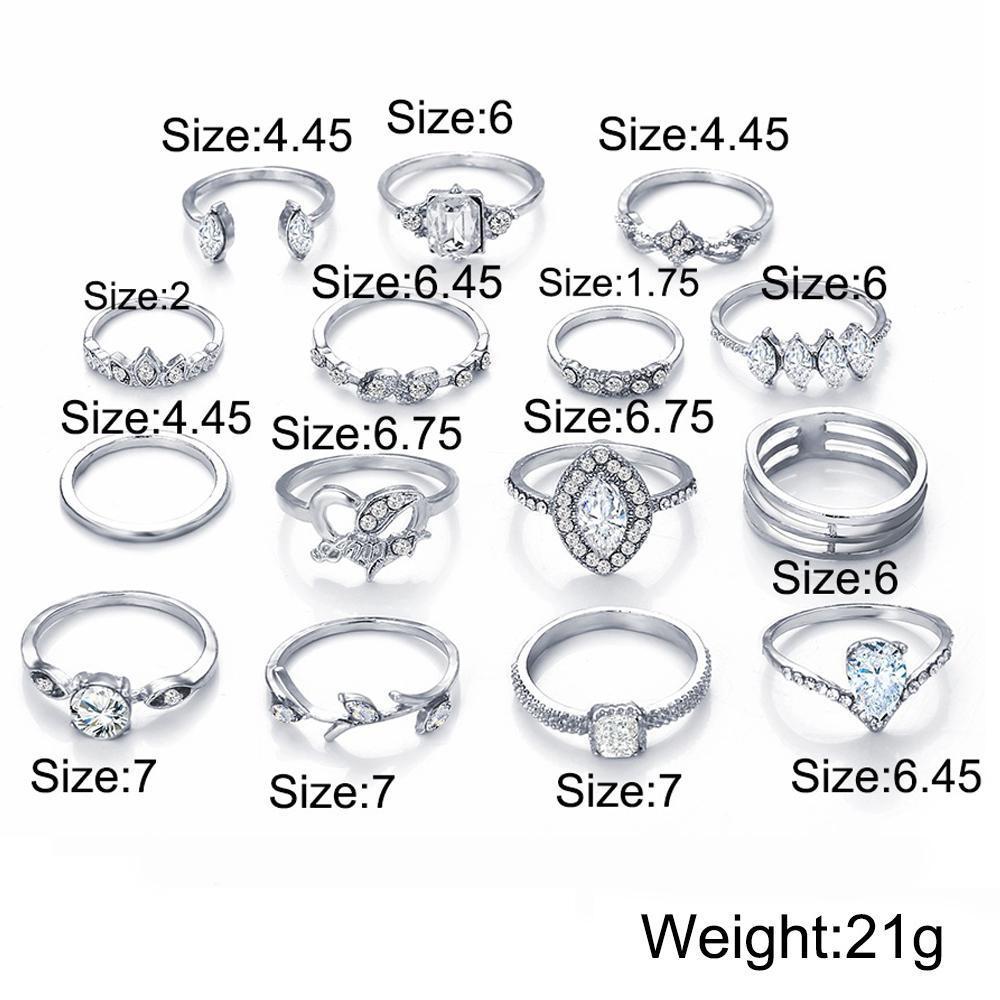 18K White Gold 15 Pieces Halo Pave Ring Set With Austrian Crystals