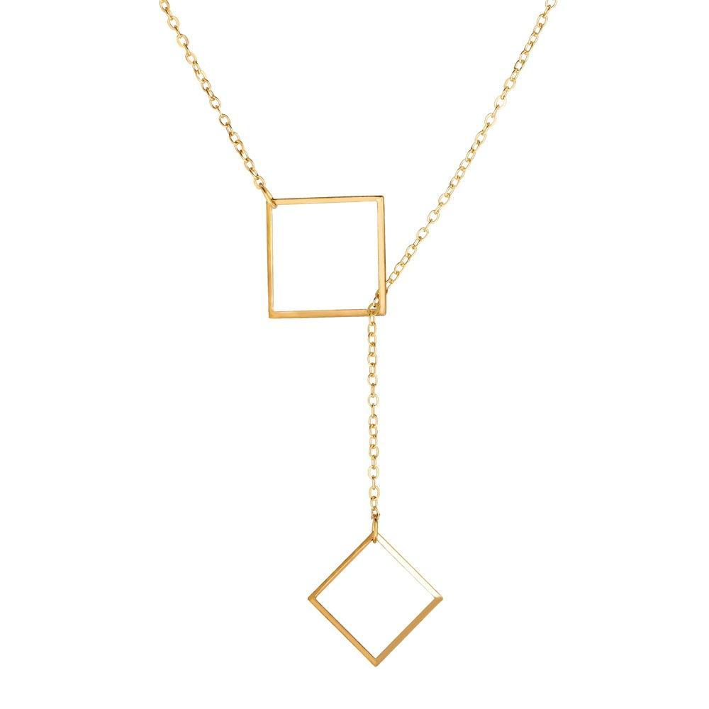 18K Gold Geometric Squared Necklace