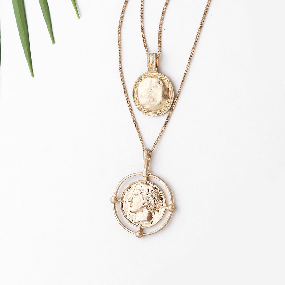 18K Gold 2 Piece Coin Head Necklace