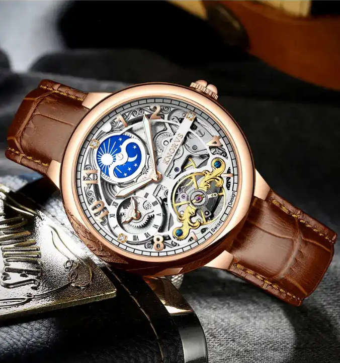 Men's Mechanical Luminous Dual Time Watch