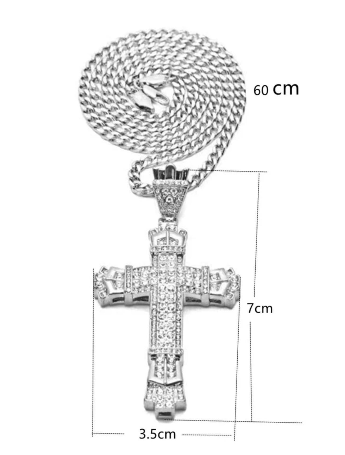 Rhinestone Cross Pendant Necklace for Men
