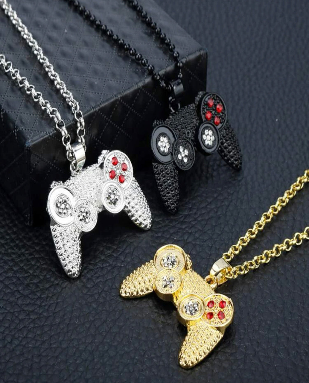 Men's Game Controller Pendant Rhinestone Necklace Game Lovers