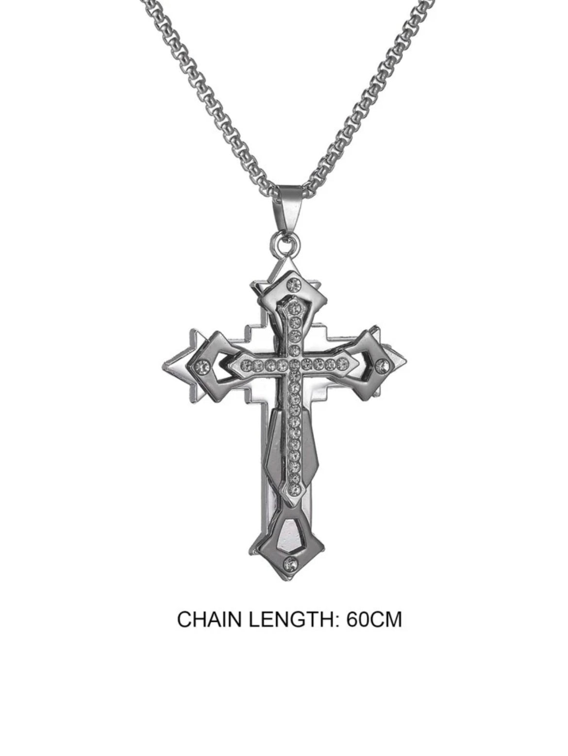 Cross Rinestone Pendant Necklace for Men