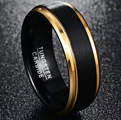 8MM Brushed Beveled Edge Tungsten Wedding Band