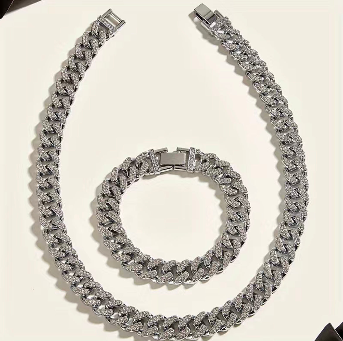 Hip-Hop Cuban Necklace and Bracelet Set for Men