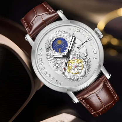 Men's Automatic Hollow Dragon Dial Mechanical Watch