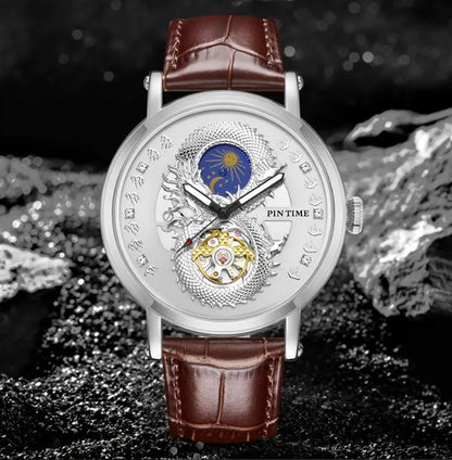 Men's Automatic Hollow Dragon Dial Mechanical Watch