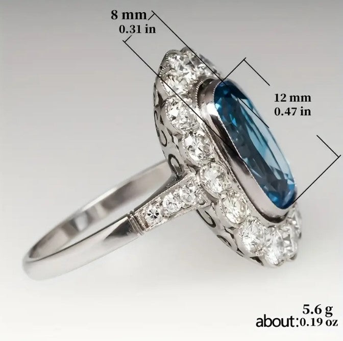 Blue Zircon Ring For Women