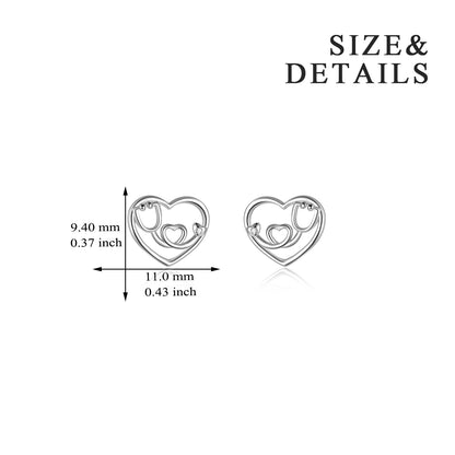 Nursing Themed Stud Earrings Sterling Silver Stethoscope Jewelry Gift for Nurse