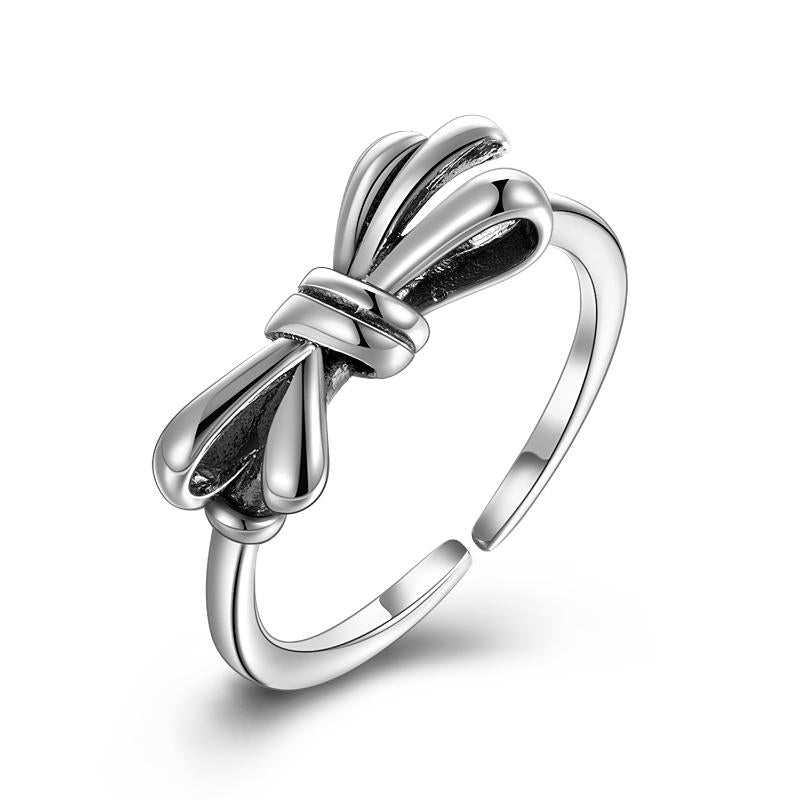 Sterling Silver Bow Opening Ring For Women
