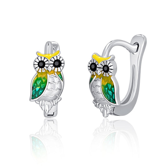 Sterling Silver Owl Earrings for Women