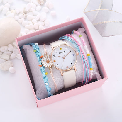 Cute Girls Flower Watch Bracelet Set