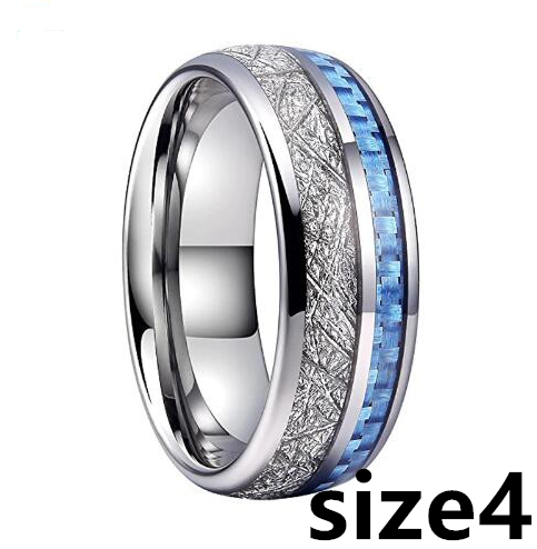 Men's Tungsten Carbide Wedding Band, Engagement Ring with Baby Blue Carbon Fiber