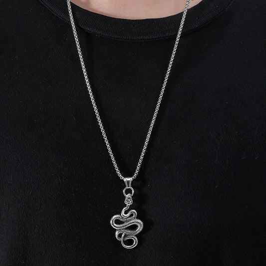 Men's Titanium Steel Snake Pendant Necklace