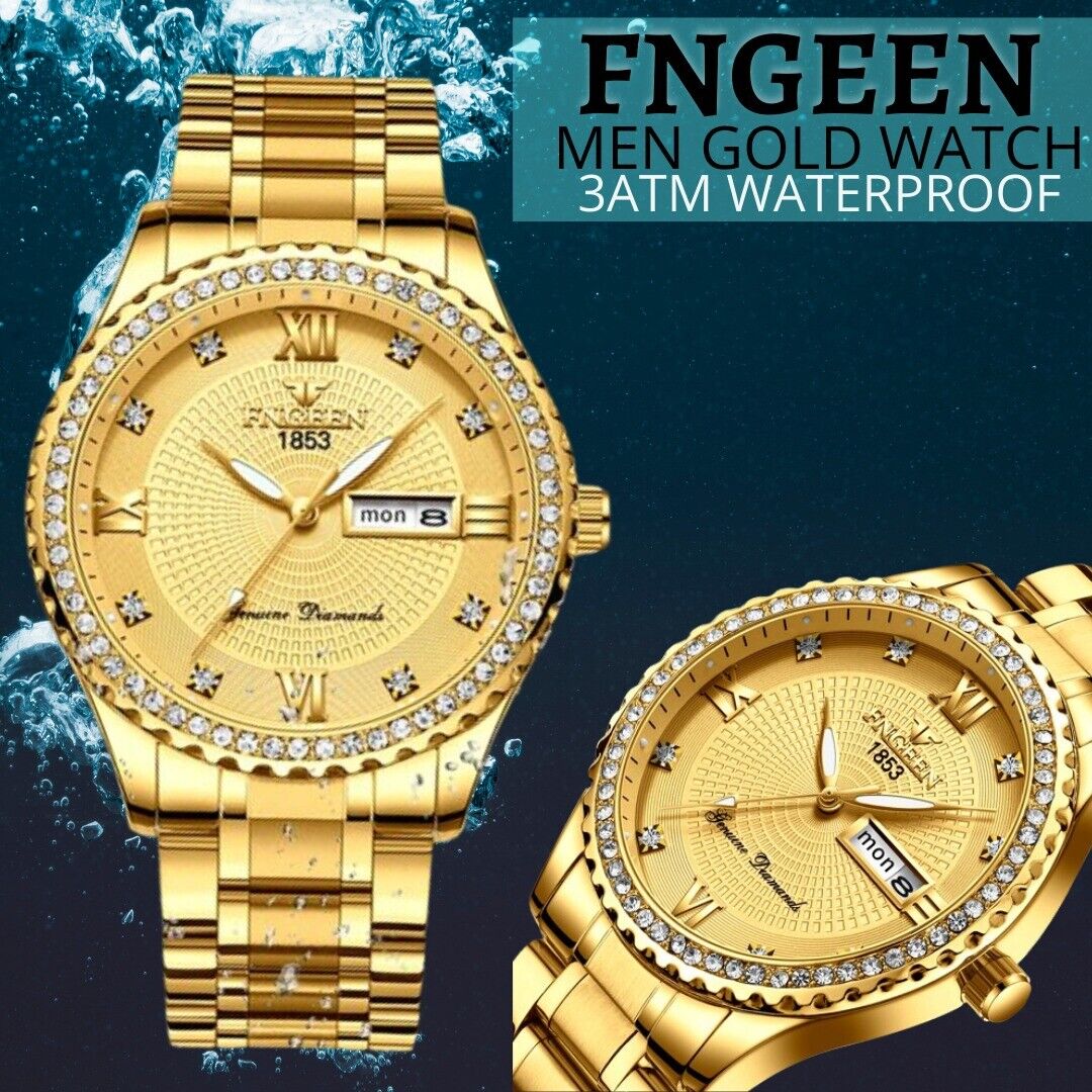 Classic Gold Quartz Watch Stainless Steel Business Watch for Men