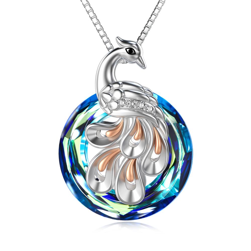 Phoenix Pendant Necklace Sterling Silver Jewelry with Crystal