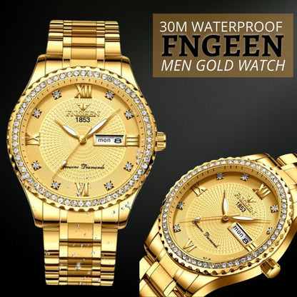 Classic Gold Quartz Watch Stainless Steel Business Watch for Men