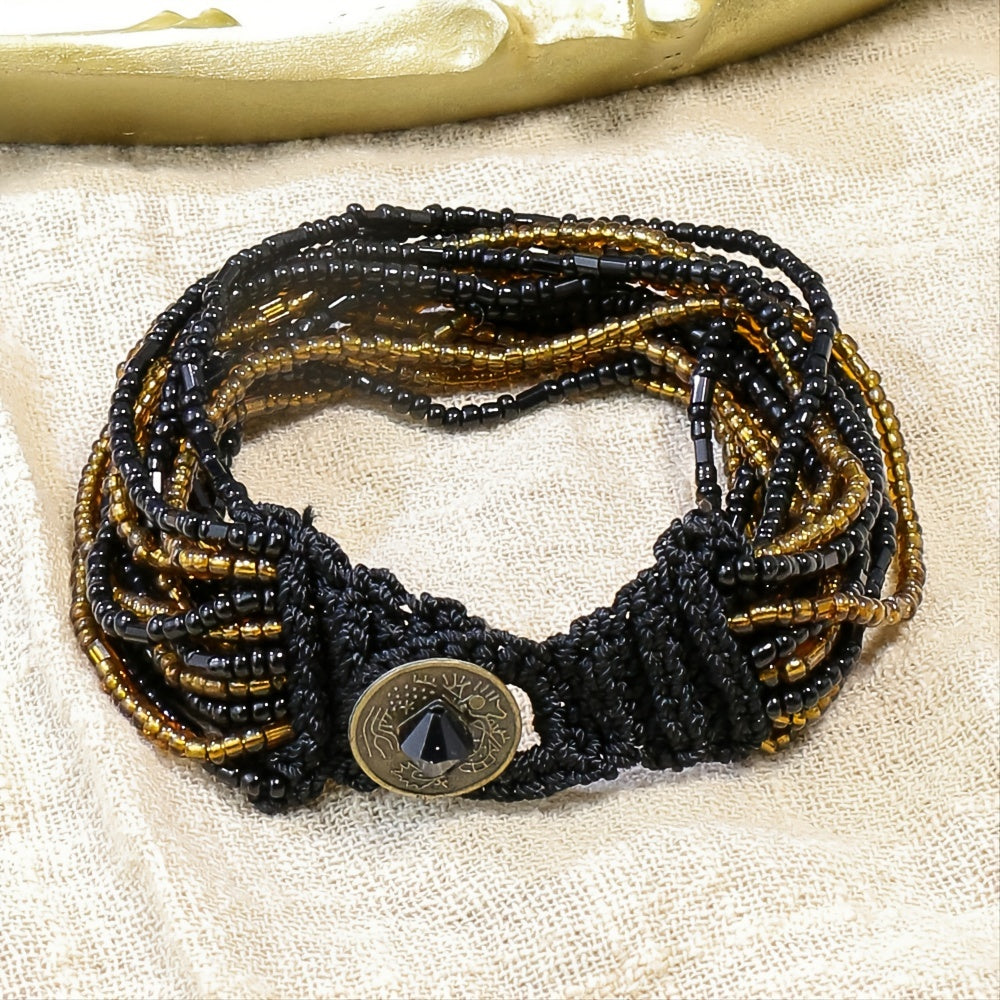Women's Retro Style 5-Piece Set Beaded Woven Bracelet