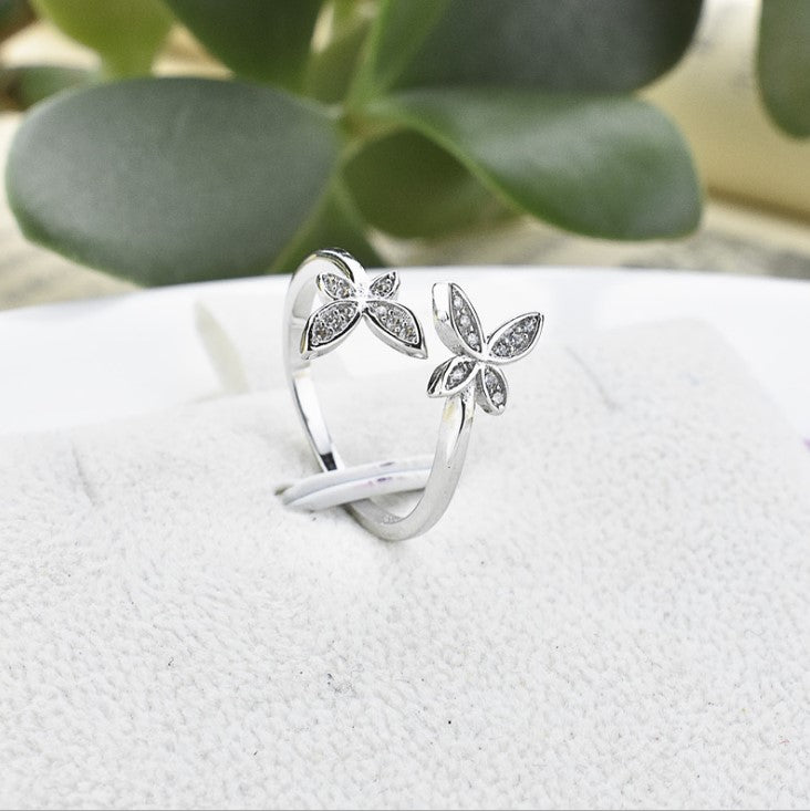 Adjustable Sterling Silver Women's Butterfly Ring