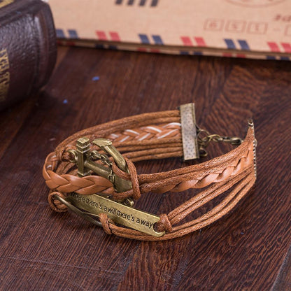 Leather Bracelet with Stainless Steel