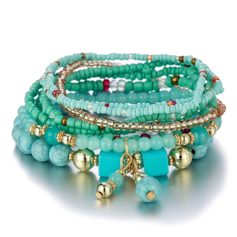 Handmade 8pcs Bohemian Beads Turquoise Charm Bracelet