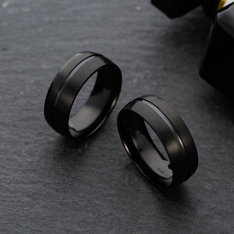 Men’s Simple & Classic Black Titanium Steel Ring