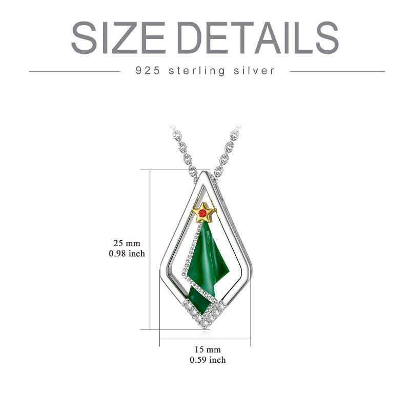 925 Sterling Silver Abstract Christmas Tree Pendant Necklace