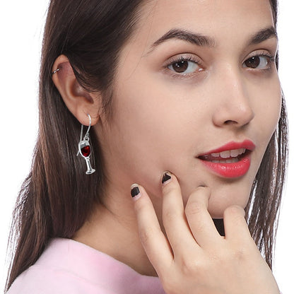 Red Wine Goblets Stud Earrings Gifts Women