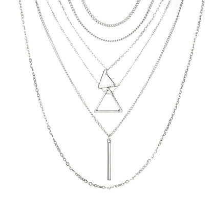 Women's Multilayer Triangle Bar Pendant Necklace