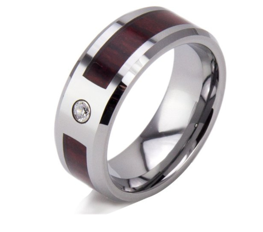 Men's Tungsten Gold Zircon Diamond Ring