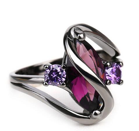 Luxury Women Retro Purple Zircon CZ Crystal Ring