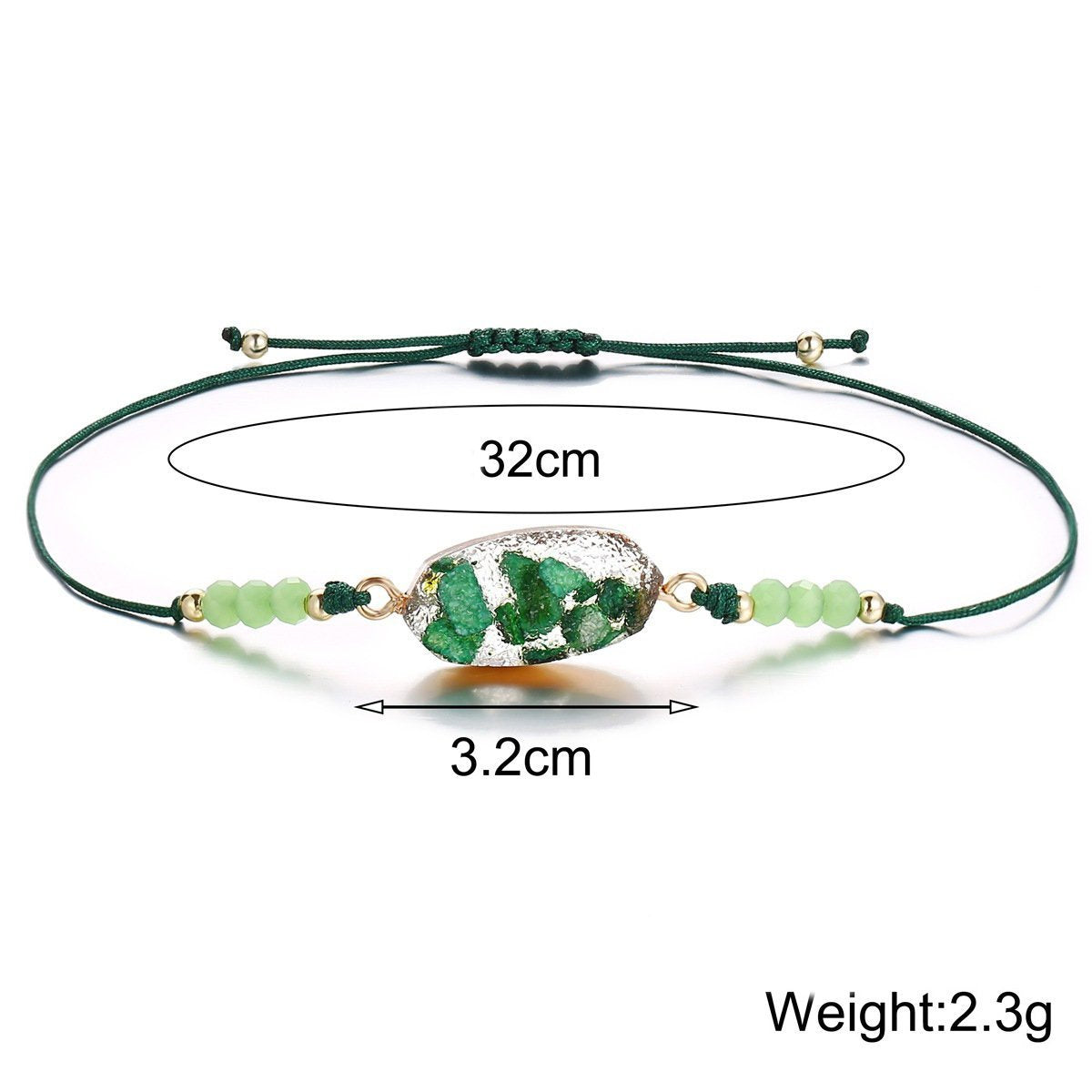 Natural Stone Green 18K Gold Plated Bracelet