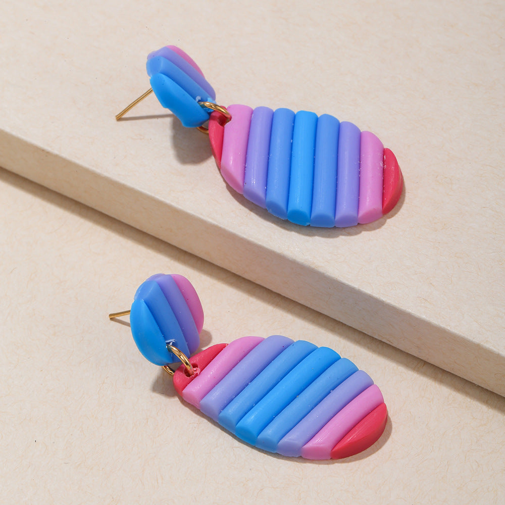 Pottery Rainbow Strip Earrings
