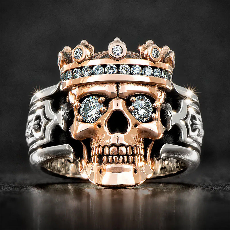 Men's Skull Crown Ring Punk Skull King
