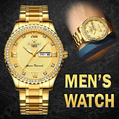 Classic Gold Quartz Watch Stainless Steel Business Watch for Men