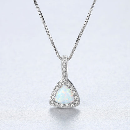 925 Sterling Silver Opal Pendant Necklace For Women