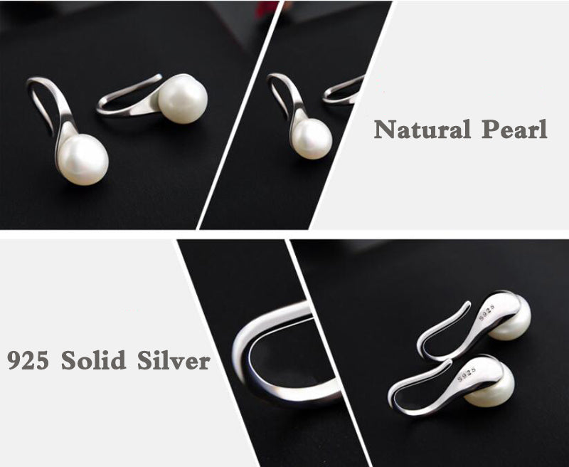 Women's 925 Sterling Silver Pearl Stud Earrings