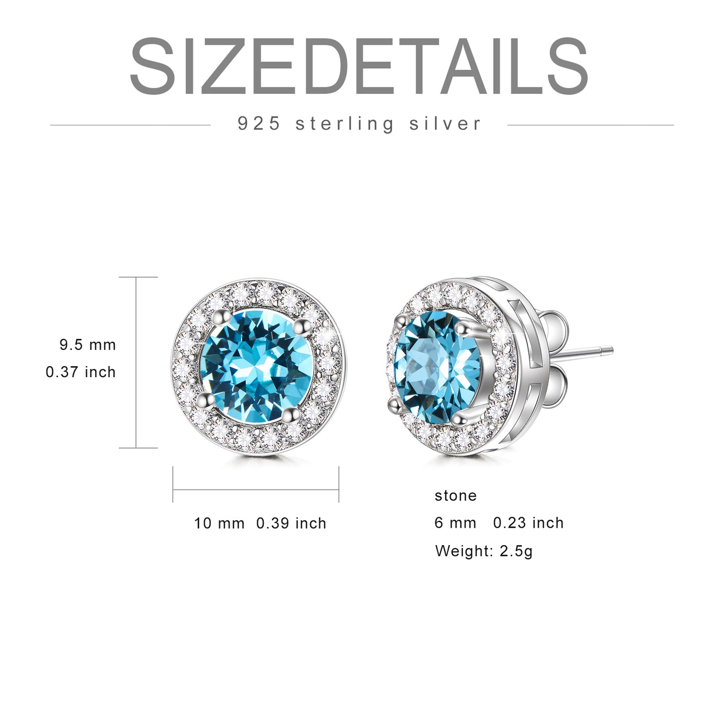 Women's Sterling Silver Round Cubic Zirconia Halo Earrings