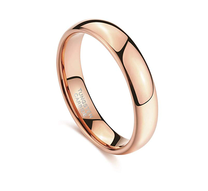 4MM Rose Gold Tungsten Wedding Ring, Rose Gold Tungsten Ring, High Polish