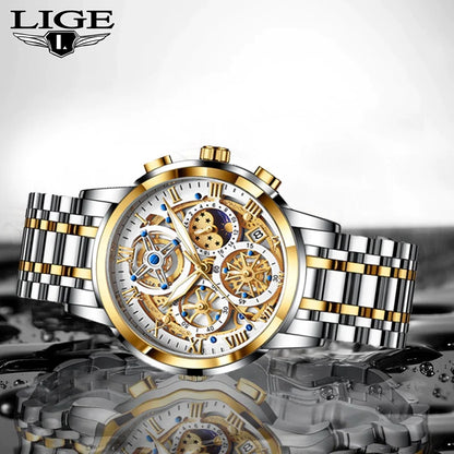 LIGE Men's Watches Waterproof  Chronograph Sports Quartz