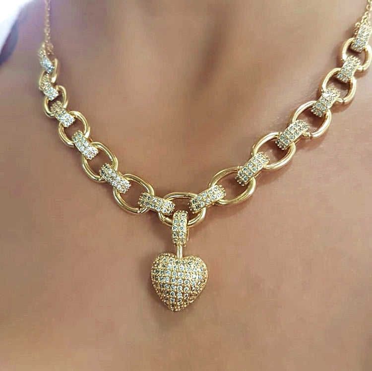 Heart-Shaped Necklace And Bracelet Set