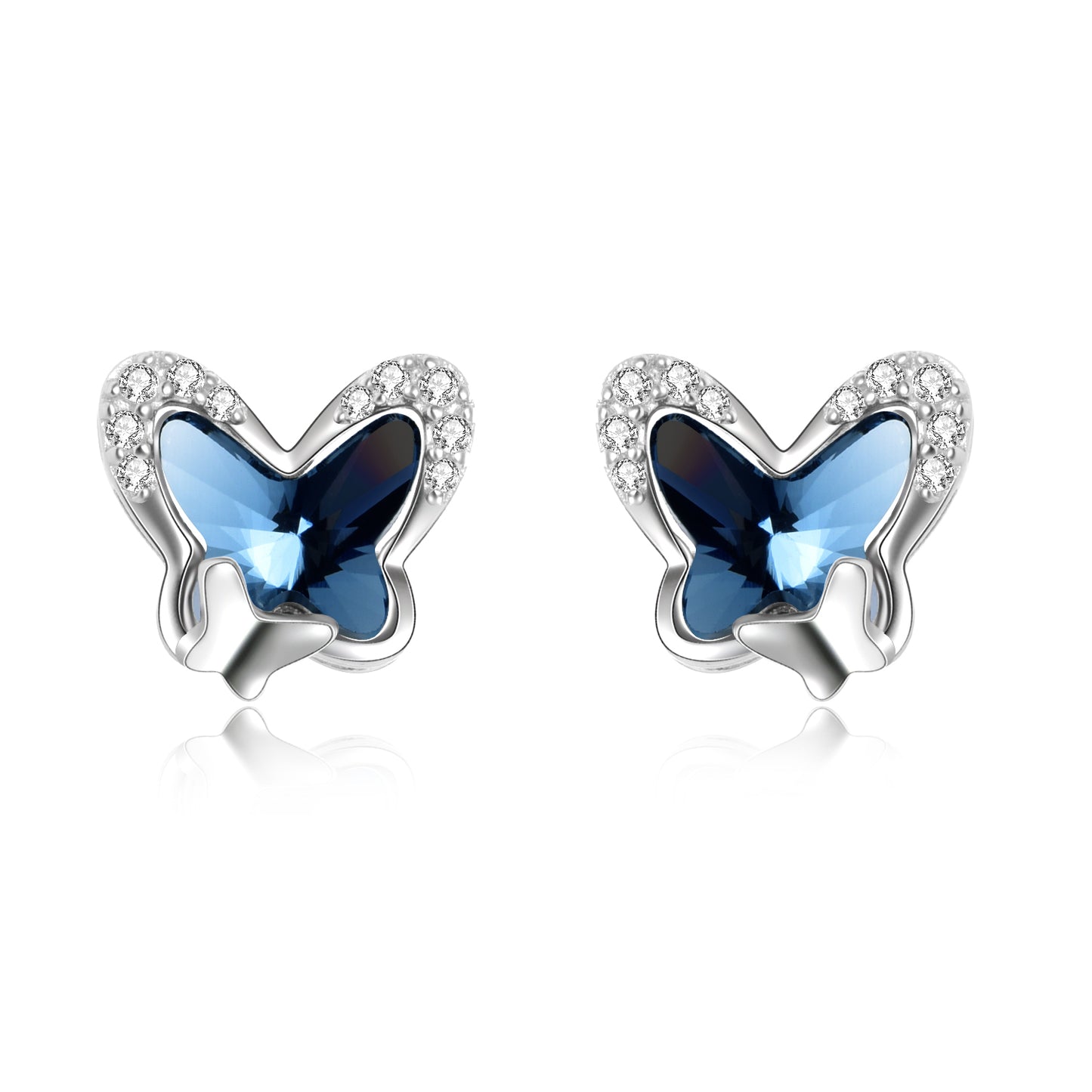 925 Sterling Silver Butterfly Stud Earrings Hypoallergenic