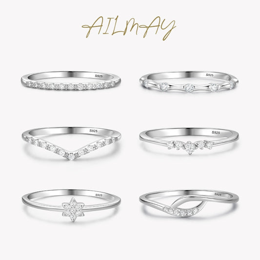 Minimalist Fine Silver Cubic Zirconia Rings for Women Gifts