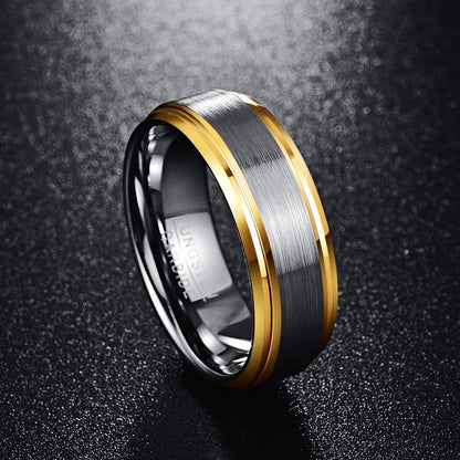 8MM Brushed Beveled Edge Tungsten Wedding Band