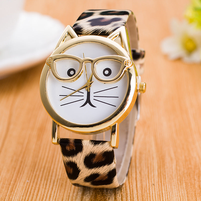 Lovely Cat Face Design Watch for Kids