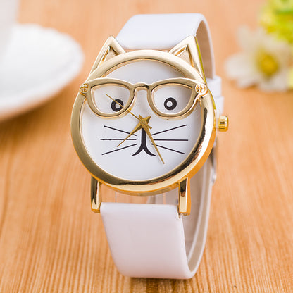 Lovely Cat Face Design Watch for Kids