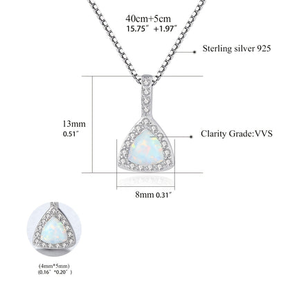 925 Sterling Silver Opal Pendant Necklace For Women