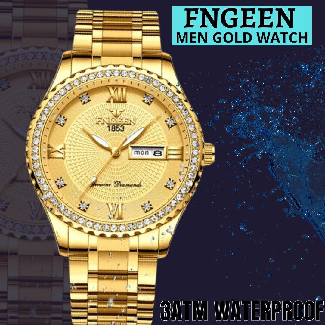 Classic Gold Quartz Watch Stainless Steel Business Watch for Men